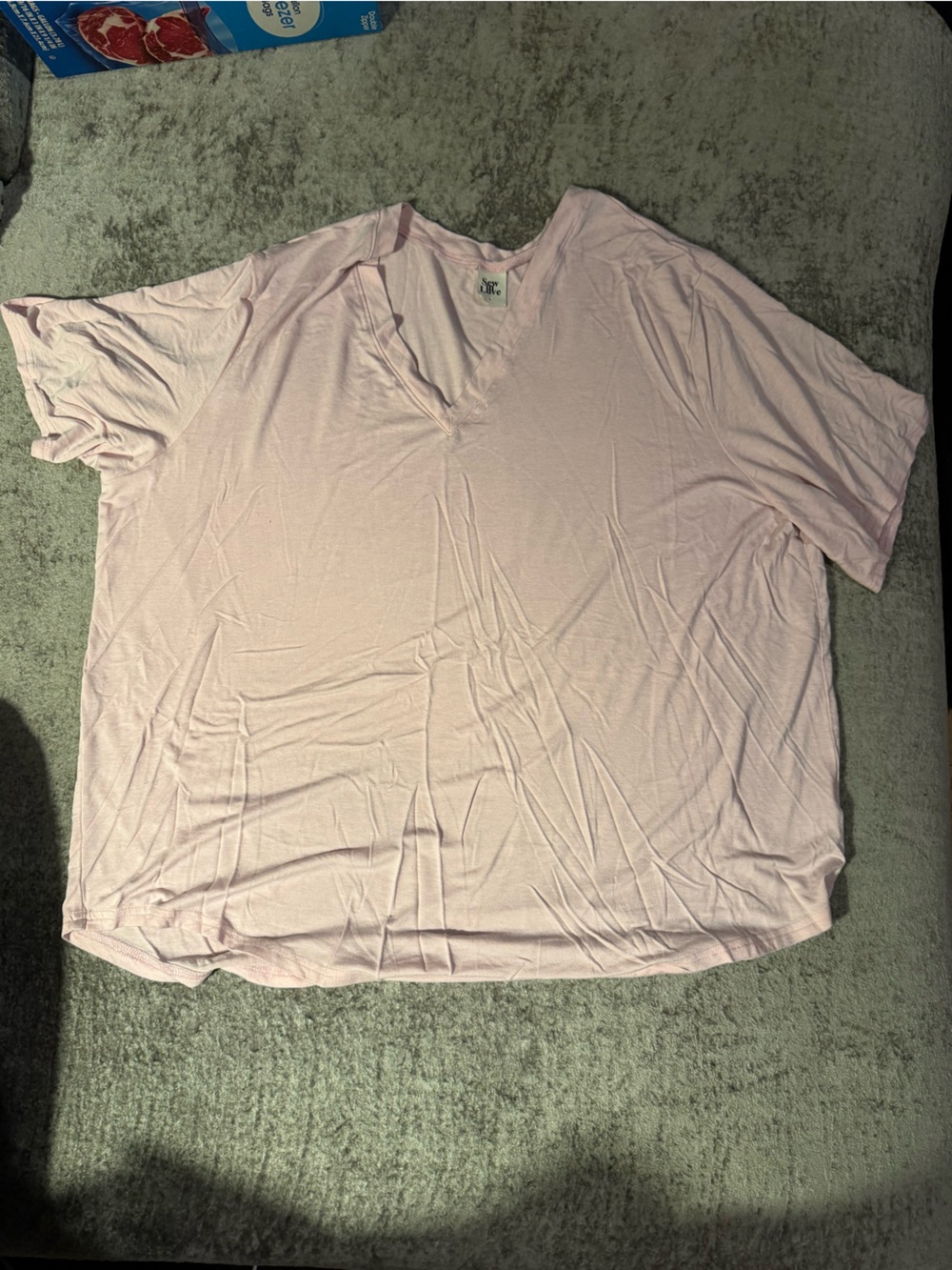Sew In Love Women’s Light Pink V-Neck Short Sleeve Tee- L